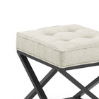 Puff Quadrado Mônaco Estilo Industrial De Linho - Bege Claro