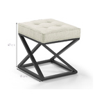 Puff Quadrado Mônaco Estilo Industrial De Linho - Bege Claro