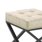 Puff Quadrado Mônaco Estilo Industrial De Linho - Champanhe