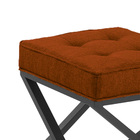 Puff Quadrado Mônaco Estilo Industrial De Linho - Terra Cota