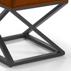 Puff Quadrado Mônaco Estilo Industrial De Linho - Terra Cota