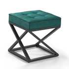 Puff Quadrado Mônaco Estilo Industrial De Linho - Verde