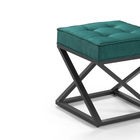 Puff Quadrado Mônaco Estilo Industrial De Linho - Verde