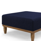 Puff Quadrado Multiuso Para Sala Linho - Blue Jeans