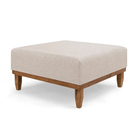 Puff Quadrado Multiuso Para Sala - Linho Nude