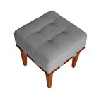 Puff Quadrado Para Sala De Estar Cinza