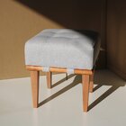 Puff Quadrado Para Sala De Estar Cinza