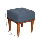 Puff Quadrado Para Sala De Linho - Azul Claro