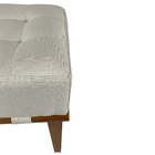 Puff Quadrado Para Sala De Linho - Bege Claro