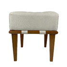 Puff Quadrado Para Sala De Linho - Bege Claro