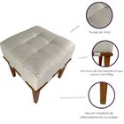 Puff Quadrado Para Sala De Linho - Bege Claro