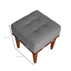 Puff Quadrado Para Sala De Linho - Cinza Claro