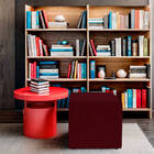 Puff Quadrado Para Sala E Quarto Suede - Jylcrom - Bordo