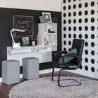 Puff Quadrado Sarja Preto E Branco