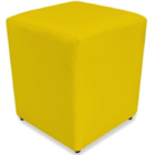 Puff Quadrado Tecido Suede Amarelo