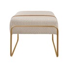 Puff Quadrado Turin Base De Metal Dourado Agarb Decor Linho B