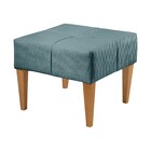 Puff Quadrado Vega Pés Em Madeira Maciça Agarb Decor Linho Az