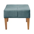 Puff Quadrado Vega Pés Em Madeira Maciça Agarb Decor Linho Az