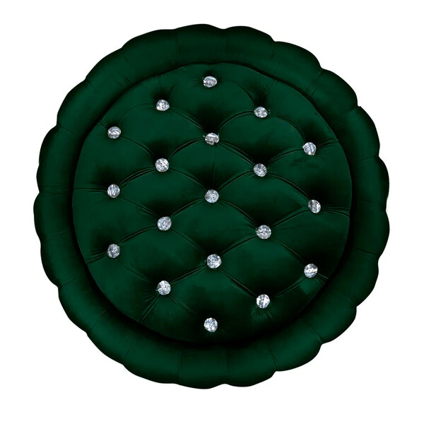 Puff Quartzo Com Baú Capitonê Strass Material Veludo - Star C