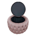 Puff Quartzo Com Baú Capitonê Strass Material Veludo - Star C