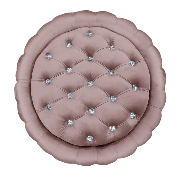 Puff Quartzo Com Baú Capitonê Strass Material Veludo - Star C