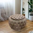 Puff Quartzo Com Baú Capitonê Strass Material Veludo - Star C