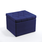 Puff Quasar / Com Capitonê / A-019 Couro Artificial Azul