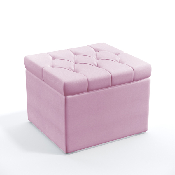 Puff Quasar / Com Capitonê / Z-021 Sued Rosa Bebê