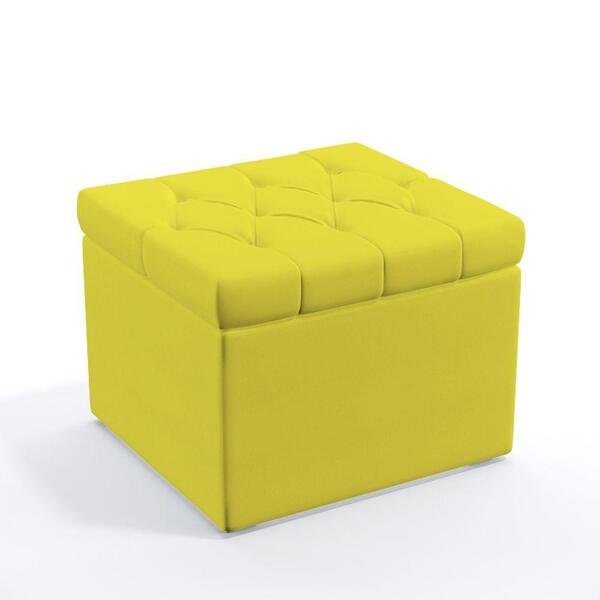 Puff Quasar Com Capitonê Para Sala De Estar Sued Amarelo