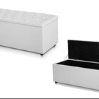 Puff Recamier Baú Pé De Cama Casal 140 cm Corino Branco