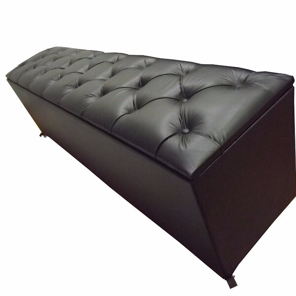 Puff Recamier Baú Pé De Cama Casal 140 cm Corino Preto