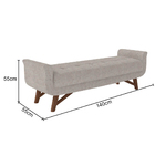 Puff Recamier Calçadeira 140cm Base Madeira Neville Z37 Linho