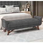 Puff Recamier Calçadeira 160cm Base Madeira Neville Z37 Linho