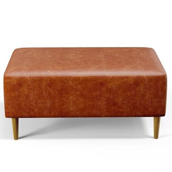 Puff Recamier Cléo 90cm Decoração Luxo Em Sintético Caramelo