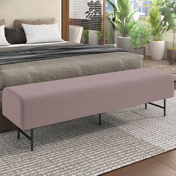 Puff Recamier Decorativo Com Pés Industrial 140cm Novara P05