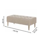 Puff Recamier Duque Linho Bege Com Pés Em Madeira 1,40 M