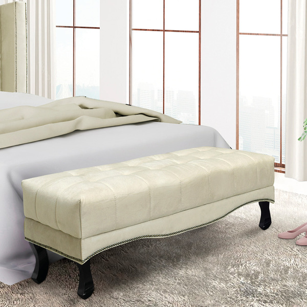 Puff Recamier Retrô Luis Xv Captonê Quarto Vicenza 160cm Velu