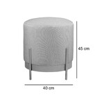 Puff Redondo Ágar Em Linho E Base Metal Preto Agarb Decor Lin