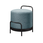 Puff Redondo Bacci Em Linho E Base Metal Preto Agarb Decor Li