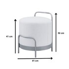 Puff Redondo Bacci Em Linho E Base Metal Preto Agarb Decor Li