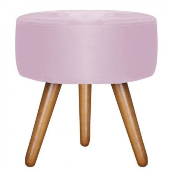 Puff Redondo Bali Decorativo Suede Rosa Bebê