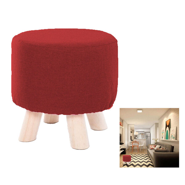Puff Redondo Banco Banquinho Banqueta Madeira Suporte Apoio P