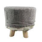 Puff Redondo Banquinho Banqueta Banco Pes De Madeira Apoio Su