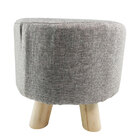 Puff Redondo Banquinho Banqueta Banco Pes De Madeira Apoio Su