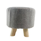 Puff Redondo Banquinho Banqueta Banco Pes De Madeira Apoio Su