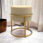 Puff Redondo Base De Ferro Dourada