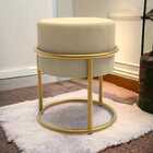 Puff Redondo Base De Ferro Dourada