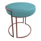 Puff Redondo Base Industrial Cobre Kit 2 Love Suede - Azul Tu