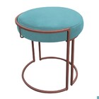 Puff Redondo Base Industrial Cobre Kit 2 Love Suede - Azul Tu