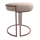 Puff Redondo Base Industrial Cobre Kit 2 Love Suede - Bege